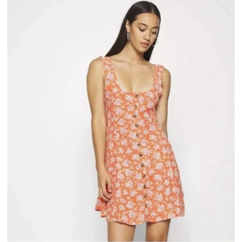 American Eagle Womens Orange Floral Skater Style Mini Dress. Size XL - Picture 12 of 14